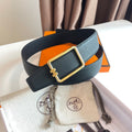 HERMES TUBE H BELT GOLD BUCKLE & REVERSIBLE BLACK LEATHER STRAP 38MM