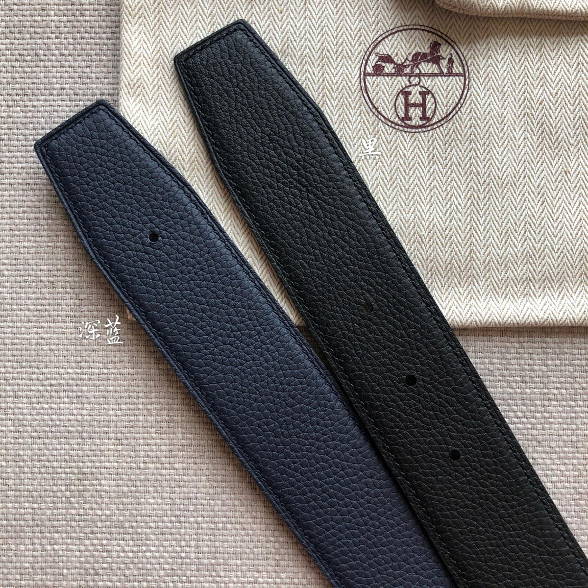 HERMES BELT BUCKLE & REVERSIBLE BLACK LEATHER STRAP 38MM SILVER HARDWARE