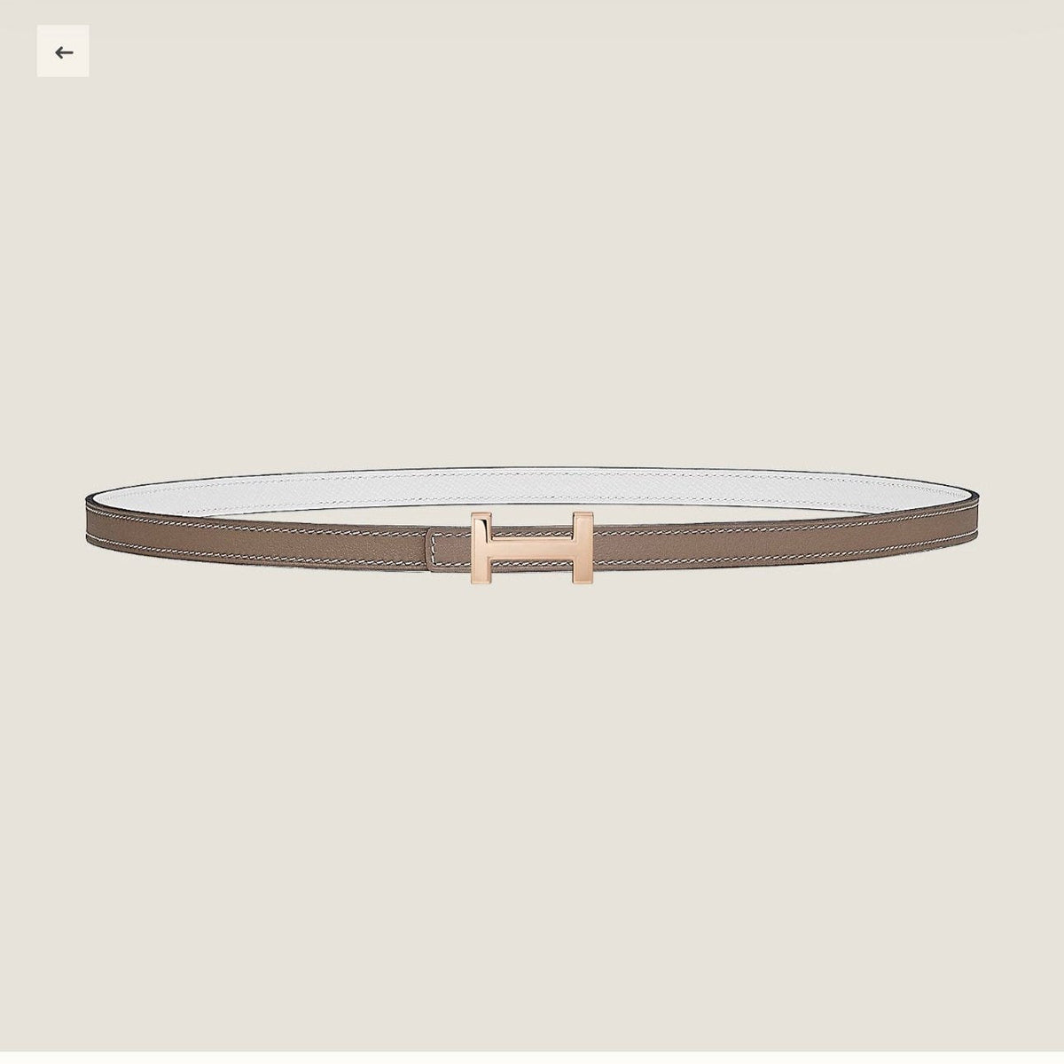 HERMES FOCUS BUCKLE & REVERSIBLE PEANUT BROWN AND WHITE LEATHER STRAP 13MM COPPER HARDWARE