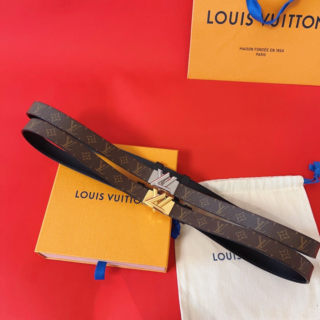 LOUIS VUITTON LV GO-14 20MM BELT IN BROWN MONOGRAM CALFSKIN GOLD HARDWARE