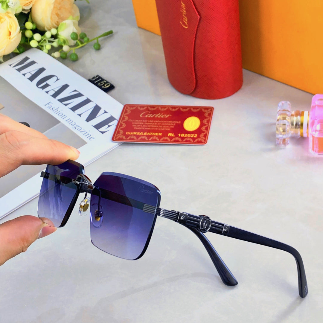 CARTIER PREMIÈRE RIMLESS RECTANGULAR FRAME SUNGLASSES 575701 IN METAL