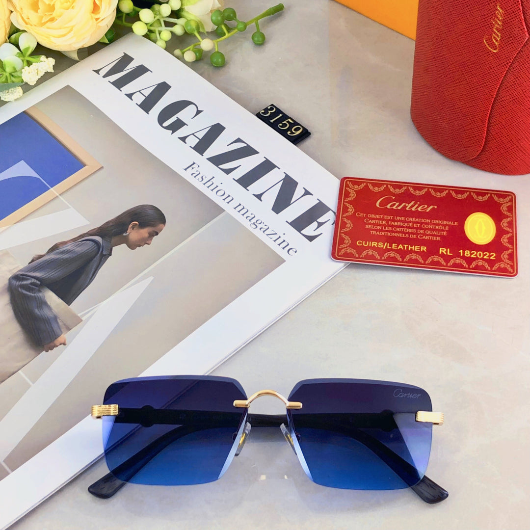 CARTIER PREMIÈRE RIMLESS RECTANGULAR FRAME SUNGLASSES 575701 IN METAL
