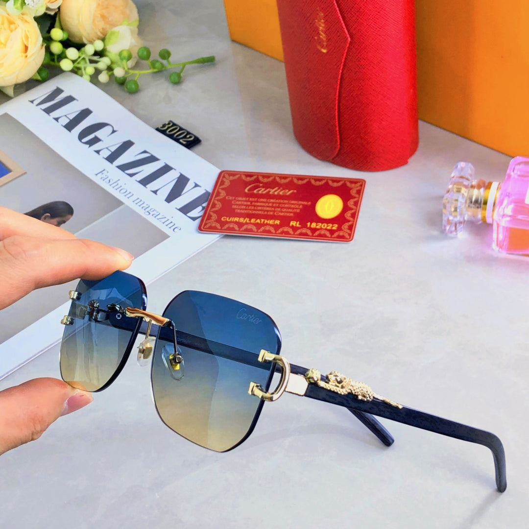 CARTIER PANTHÈRE RECTANGULAR FRAME SUNGLASSES 580762 IN METAL