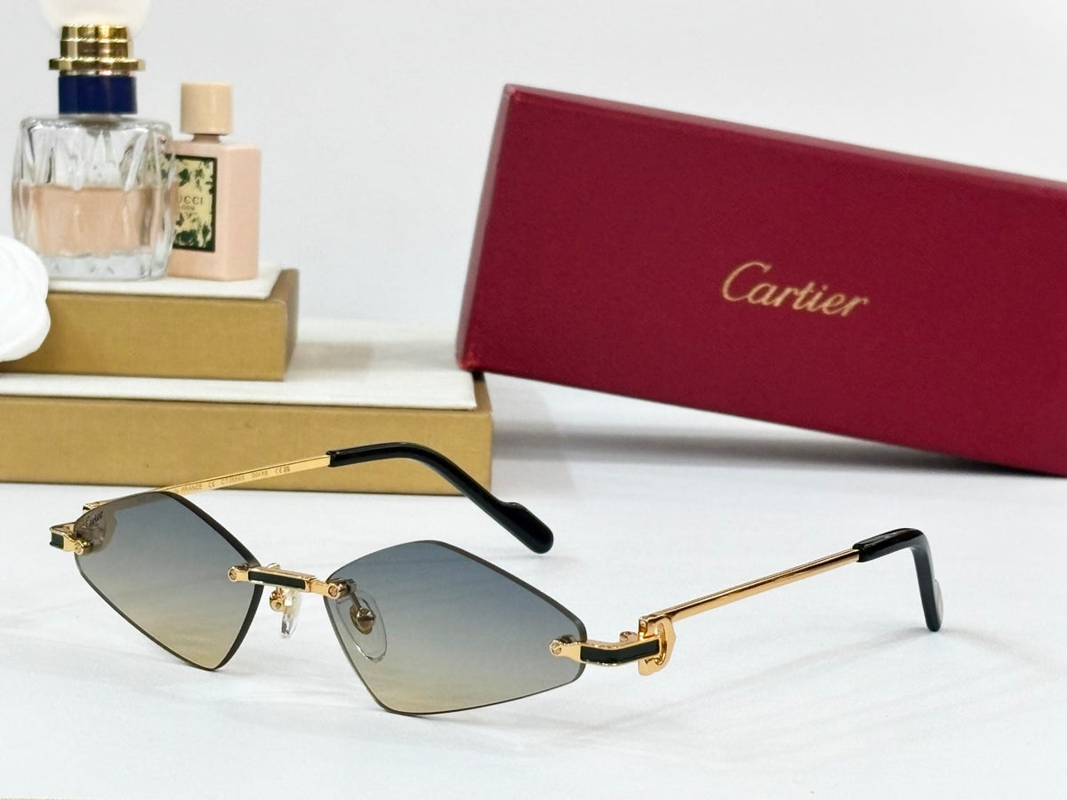 CARTIER RIMLESS ANGULAR FRAME SUNGLASSES CT0695 IN METAL