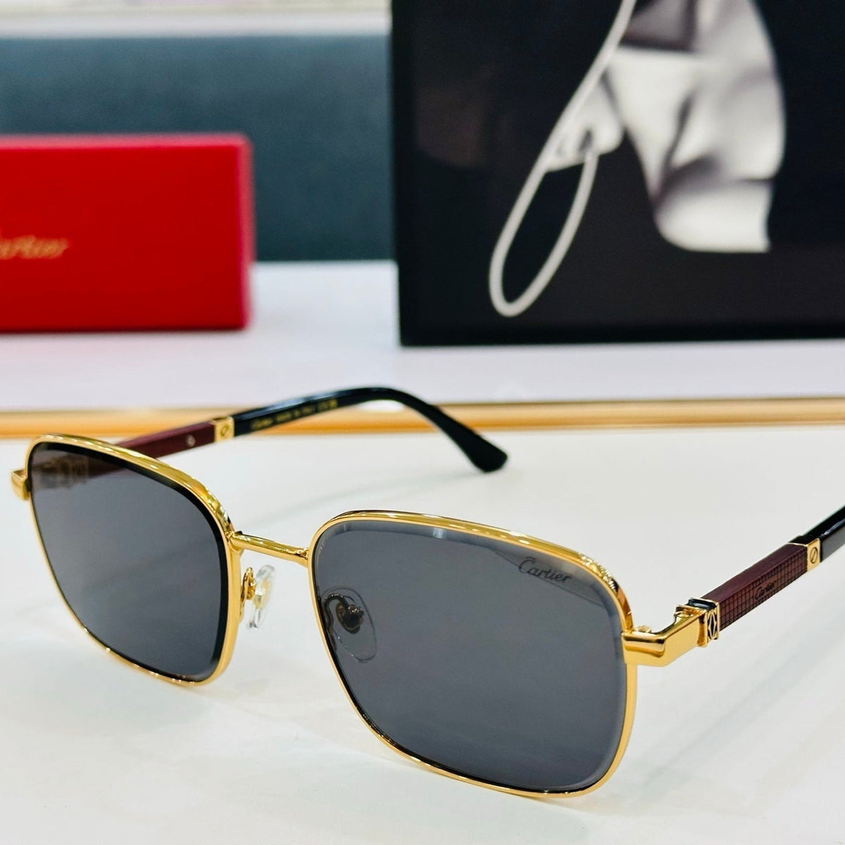 CARTIER PREMIÈRE RECTANGULAR FRAME SUNGLASSES CT0491S IN METAL