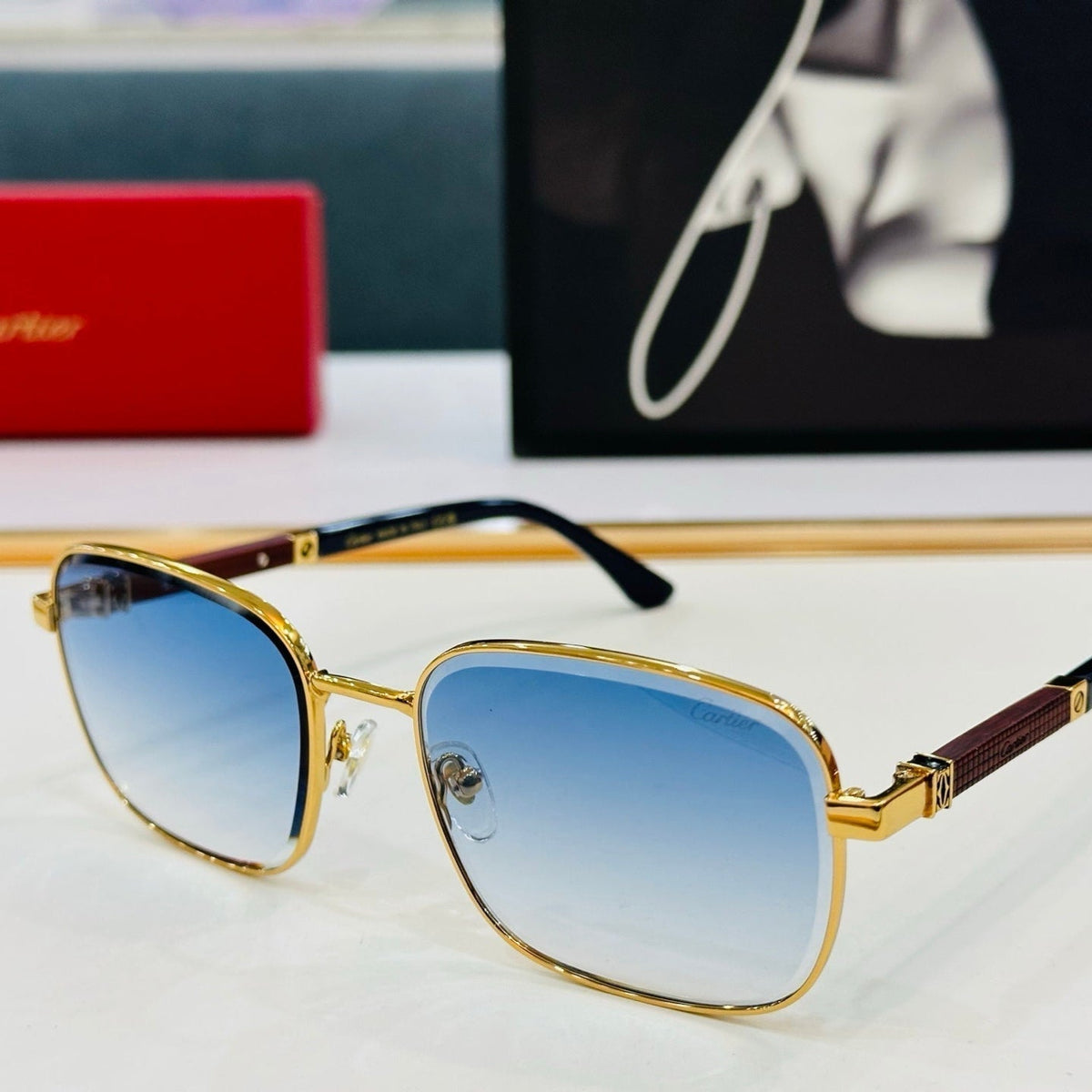 CARTIER PREMIÈRE RECTANGULAR FRAME SUNGLASSES CT0491S IN METAL