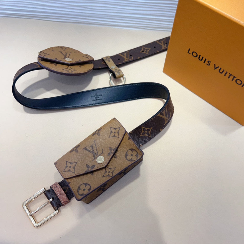 LOUIS VUITTON LV Daily Multi Pocket 30mm Belt Bag Light Brown Leather