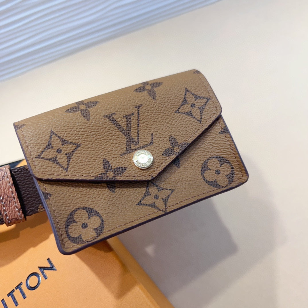 LOUIS VUITTON LV Daily Multi Pocket 30mm Belt Bag Light Brown Leather