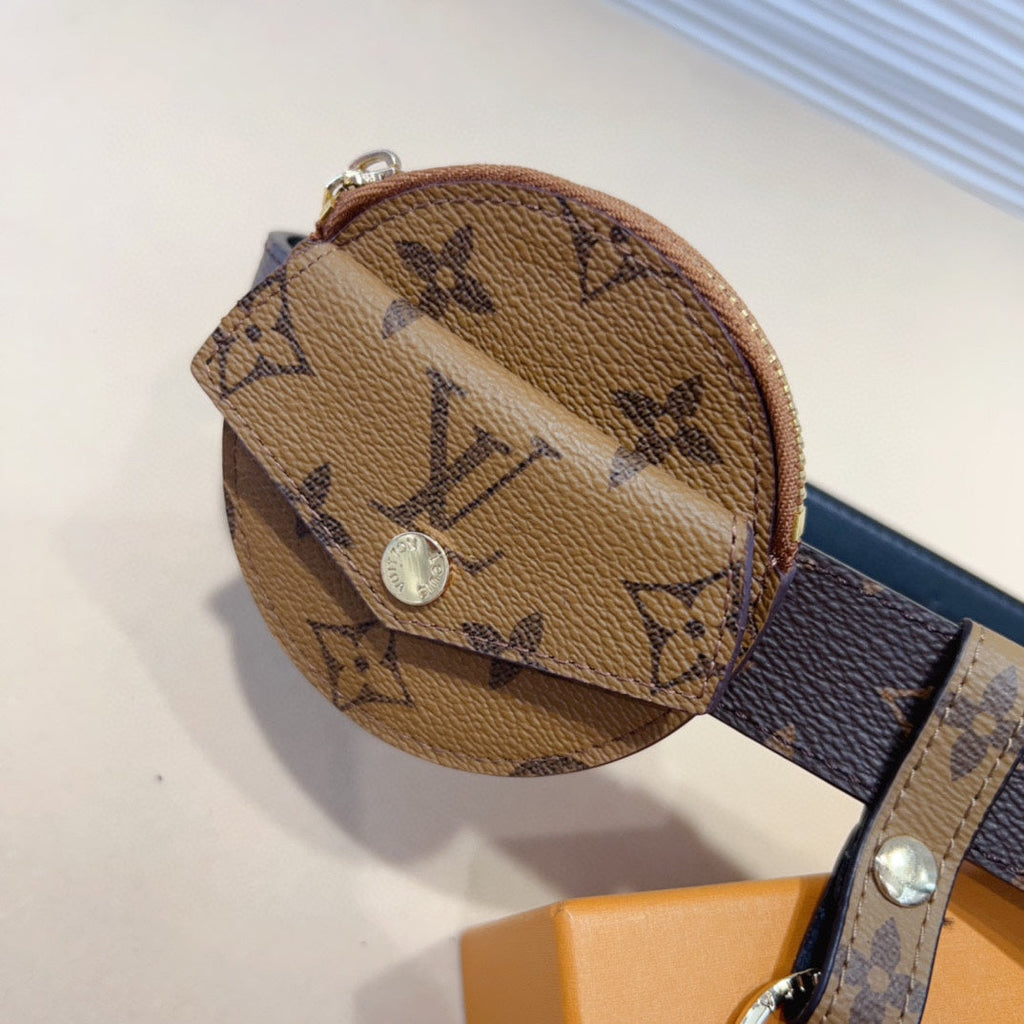 LOUIS VUITTON LV Daily Multi Pocket 30mm Belt Bag Light Brown Leather