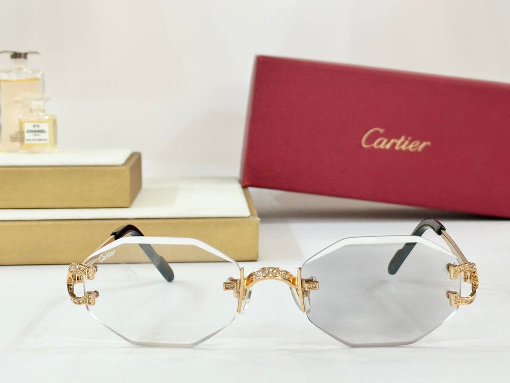 CARTIER PHOTOCHROMIC LENSES GEOMETRIC FRAME SUNGLASSES CT0581S IN METAL