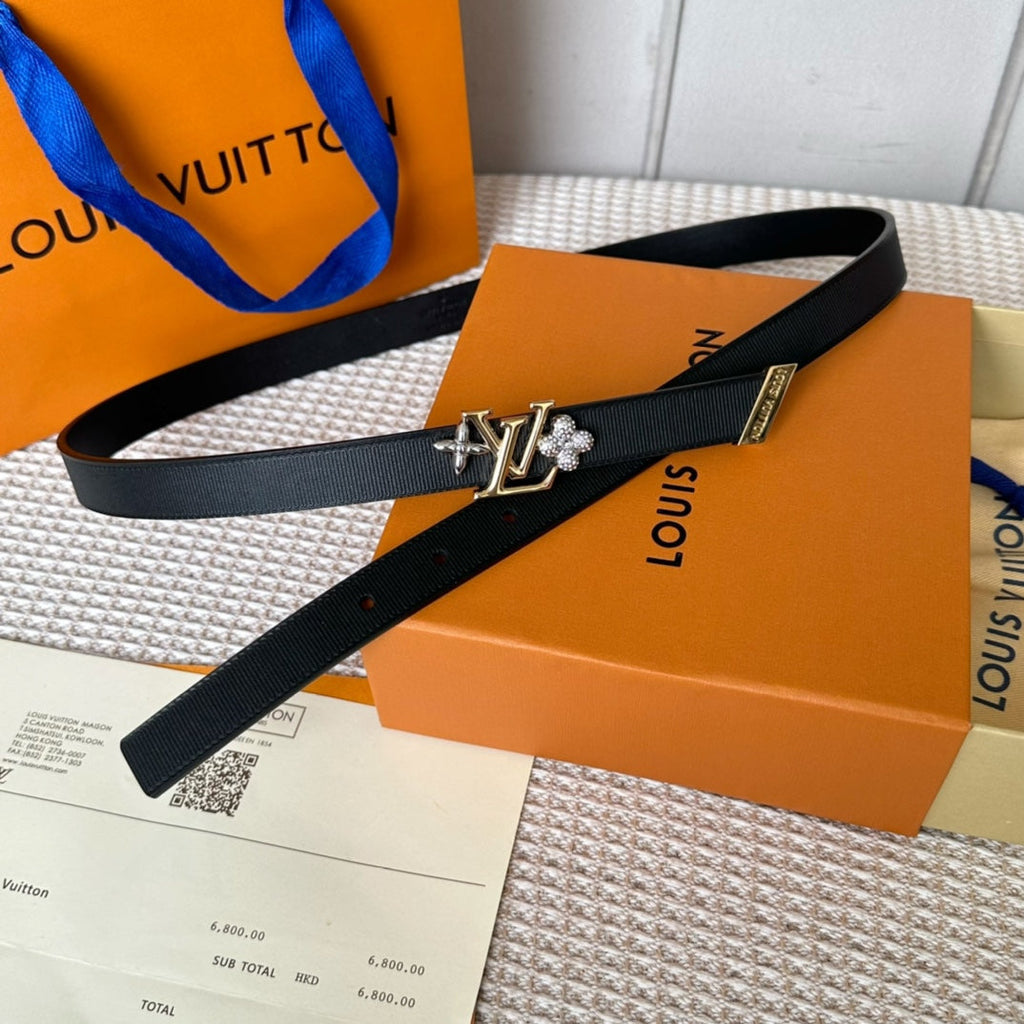 LOUIS VUITTON LV GRAM 20 MM REVERSIBLE BELT BLACK CALFSKIN GOLD HARDWARE