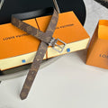 LOUIS VUITTON LV BLOOM 30MM BELT IN BROWN MONOGRAM CALFSKIN SILVER HARDWARE