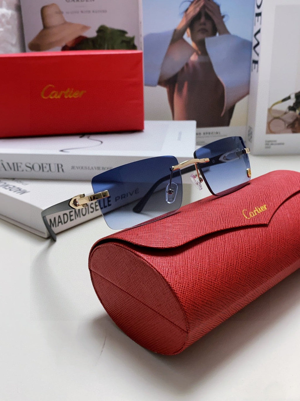 CARTIER RECTANGULAR FRAME SUNGLASSES 518454 IN METAL