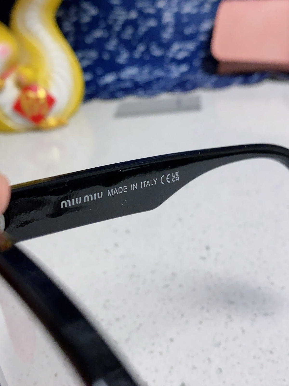 MIU MIU RUNWAY SUNGLASSES 567508 IN BLACK ACETATE GOLD LOGO