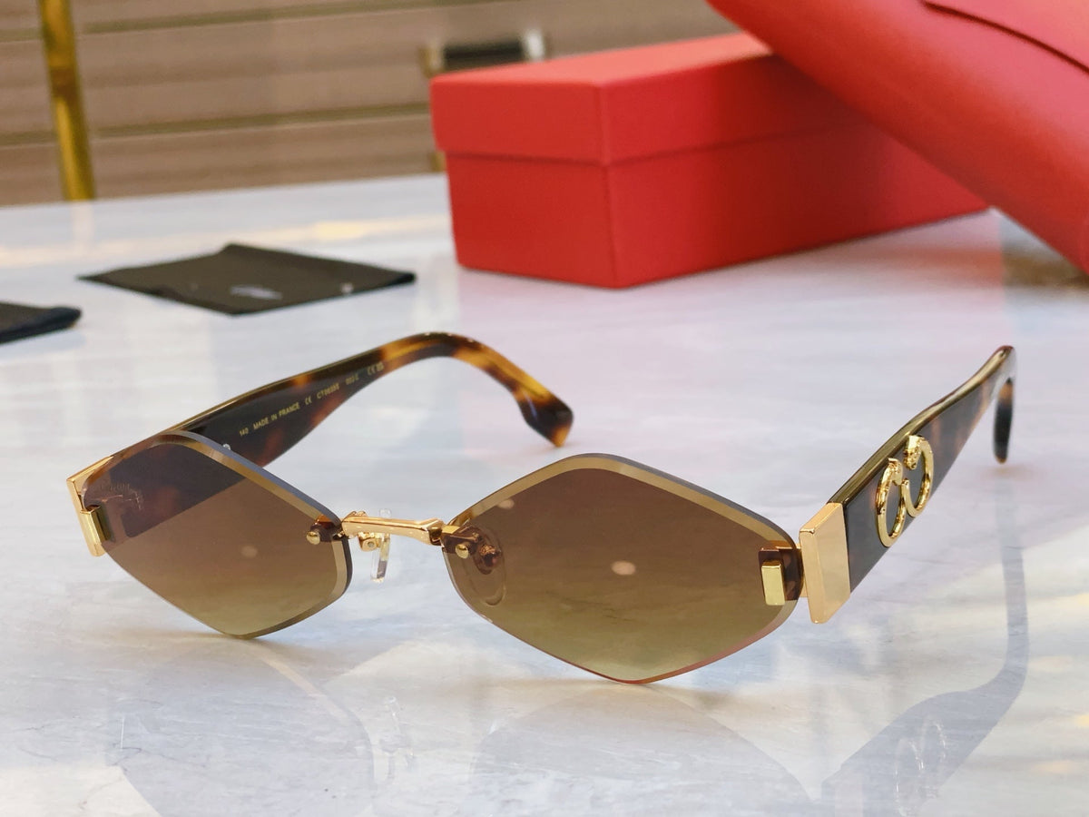 CARTIER PANTHÈRE RHOMBUS FRAME SUNGLASSES CT00638S IN METAL AND ACETATE