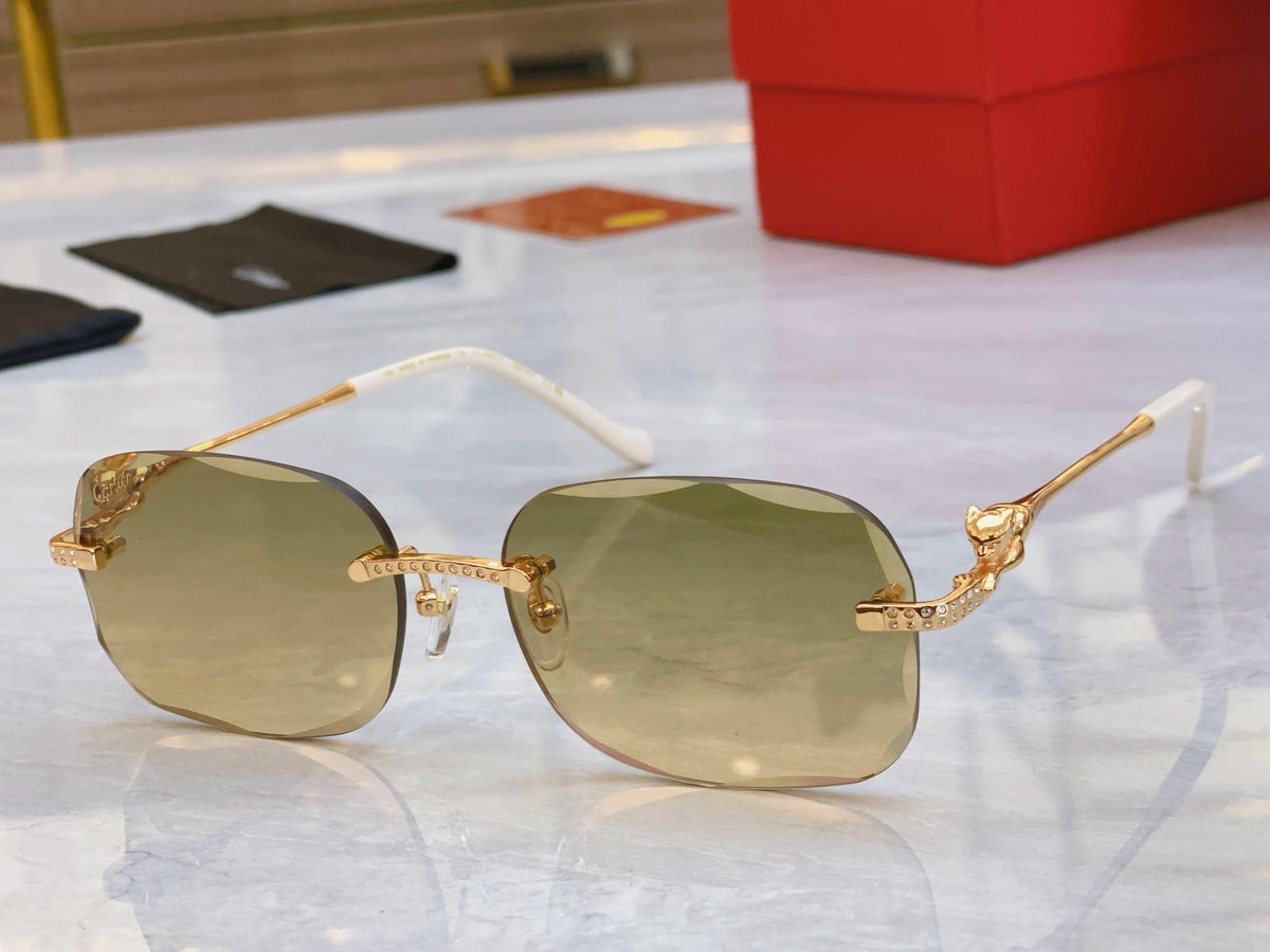 CARTIER PANTHÈRE RECTANGULAR SUNGLASSES 575935 IN METAL
