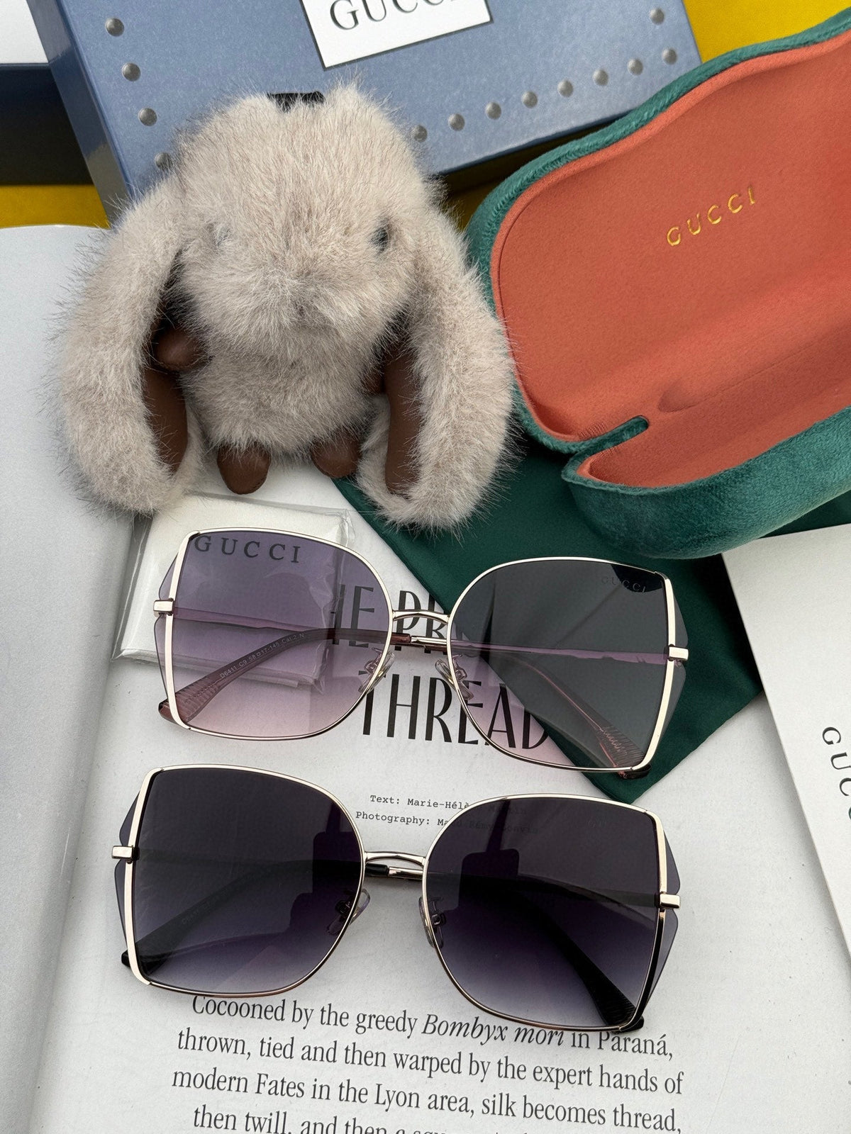 GUCCI OVERSIZED RECTANGULAR FRAME SUNGLASSES G1641 IN METAL
