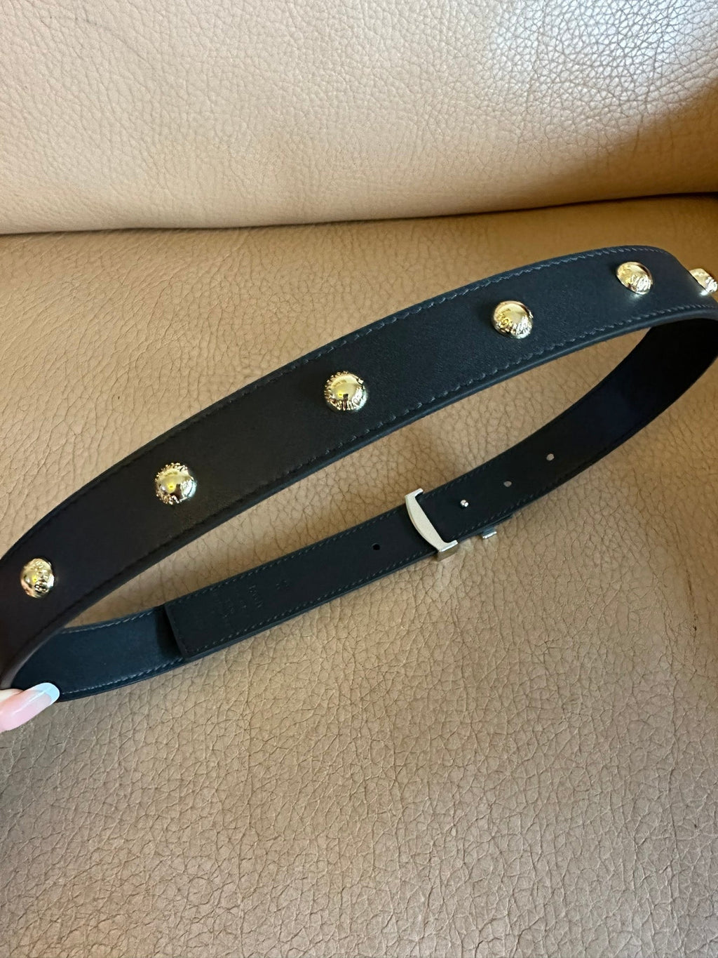 LOUIS VUITTON LV Initiales Studs 30mm Reversible Belt Gold Buckle Black Leather